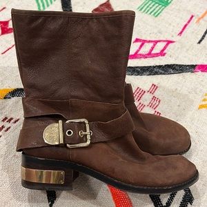 Vince Camuto Brown Leather boots with gold details
